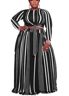 PRICES MAY VARY. Plus Size Skirt Sets for Women 2 Piece Maxi Long Skirt Set soft, skin-friendly and comfortable to wear,pick a charming look,so cute and chic. Feature: Plus Size Skirt Sets for Women 2 Piece Plus Size Long Sleeve Tie Up Crop Top Bodycon Skirts Set ,Solid Color, Crew Neck,Long Sleeve Crop Tops, Maxi Long Skirt, two side , two piece Dress Suit, Maxi Skirt Sets Women 2 Piece Outfits, Casual Two Piece Dress for Women,Long Dress Two Piece Outfits for Women. Stylish Plus Size Skirt Sets for Women 2 Piece Long Sleeve Crop Top Sexy Club Party Dress with perfect match trappy heels, flat sandals, sneaker, jacket, cardigan, earrings, etc, make you more beautiful and charming. PACKAGE CONTENT:1x Long sleeve tie front crop top and 1x stretchy high waist maxi skirt with two side . Notice High Waisted Skirt Outfit, Rock Outfit, Casual Stripes, Plus Size Kleidung, Clothing Size Chart, Two Piece Dress, Two Piece Outfit, Piece Dress, Printed Skirts