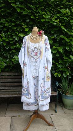 STUNNING EMBROIDERED KIMONO X Duster Cotton Boho Reworked Tablecloth Vintage Cross Stitch Floral Birds Size L - Etsy White Long Vintage Kimono, Long White Vintage Kimono, Vintage Kimono With Floral Embroidery, White Kimono With Floral Embroidery, Vintage Long Cotton Kimono, Vintage Cotton Kimono For Spring, White Cotton Kimono With Floral Embroidery, Cross Stitch Floral, Vintage Cross Stitch