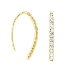 LA Hip, Ladies' Diamond Hoop Earrings 0.31tw  14K Yellow Gold Diamond Hoop Earrings, Diamond Bracelet, Gold Bracelet