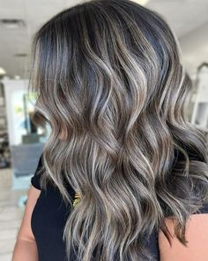 Ashy Blonde Highlights On Dark Hair, Winter Balayage Brunettes, Brunette Bayalage, Mousy Brown Hair, Mousy Brown, Grey Blending, Balayage Hair Ash, Future Hairstyles