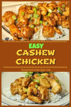 easy cashew chicken recipe with rice and green onions