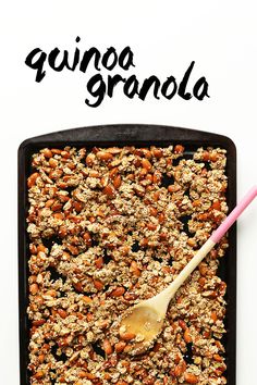 an image of granola in a pan with a spoon