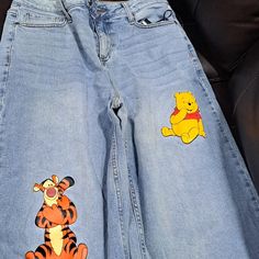 Take A Trip To The Hundred Acre Woods With These Hot Topic Winnie The Pooh Jeans, Item Comes From A Smoke Free Home. Winnie The Pooh Jeans, Clothes For Disney World, Cute Disney Themed Outfits, Disney Jeans Diy, Clothes To Thrift, Winnie The Pooh Items, Winnie The Pooh Clothes, Winnie The Pooh Outfit, Senior Pants