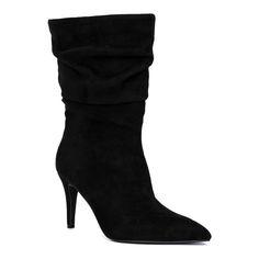 Step into style with these Fashion to Figure Fiona women's heeled mid calf boots. Click this FOOTWEAR GUIDE to find the perfect fit and more! SHOE FEATURES Ruched design upper Sleek stiletto heelSHOE CONSTRUCTION Faux leather, faux suede upper Fabric lining Rubber outsoleSHOE DETAILS Pointed toe Zipper closure 3.66-in. heel 9.5-in. shaft 18-in. circumference Spot clean Imported Size: 9 Wide. Color: Black. Gender: female. Age Group: adult. Elegant Mid-calf Heeled Boots For Winter, Chic Mid-calf Heeled Boots With Reinforced Heel, Elegant Winter Mid-calf Boots, Mid-calf Heeled Boots For Formal Winter Events, Chic Mid-calf Heeled Boots For Party, Fitted Mid-calf Boots With Reinforced Heel, Evening Mid-calf Boots For Fall, Elegant Black Mid-calf Boots, Elegant Mid-calf Spring Boots