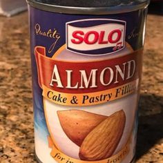 a can of almond cake and pastry filling