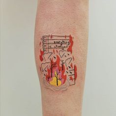 a person with a tattoo on their leg