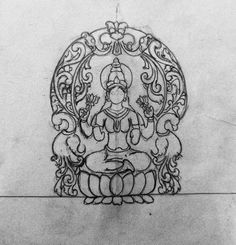 a drawing of a buddha sitting in a lotus position