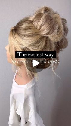 Braided Updo Tutorial Easy, Braid Updo Tutorial, Bridal Hair Tutorial, High Updo, Hair Education, Curled Updo, Hair Updos Tutorials, Bridesmaid Updo, Two Ponytails