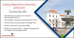 an advertisement for the university of munch, which is located in front of a building