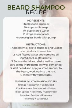 It's almost Father's Day and it is time to go natural! This is an easy DIY beard shampoo gift that is so good for the skin and the beard!  Some other essential oils to consider adding are Siberian Fir and Ravansara. Beard Balm Diy Recipes, Beard Balm Recipe, Diy Beard Balm, Shampoo Diy, Siberian Fir