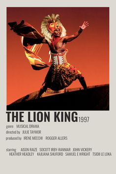 the lion king broadway poster with an image of a man in costume and headdress