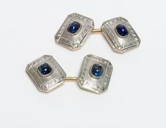 Edwardian Cufflinks.Antique Edwardian platinum and gold cabochon sapphire cufflinks. Antique & Vintage Cufflinks Luxury Cabochon Jewelry For Formal Occasions, Luxury Formal Jewelry With Cabochon, Formal Sapphire Cabochon Jewelry, Classic Intaglio Earrings For Formal Events, Classic Intaglio Earrings For Formal Occasions, Antique Cufflinks With Polished Finish, Antique Cufflinks With Polished Finish For Business, Antique Business Cufflinks With Polished Finish, Art Deco Formal Jewelry With Screw Back