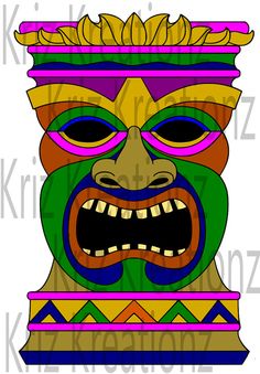 a colorful mask with an angry face on it's chest and mouth, in the middle