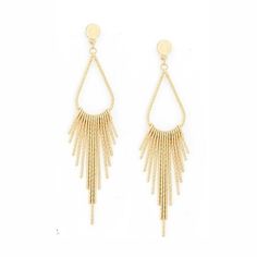 Long Tassel Earrings in Gold or Silver | Hollywood Sensation® Chic Metal Dangle Clip-on Earrings, Elegant Evening Tassel Drop Earrings, Elegant Beaded Tassel Earrings, Elegant Dangle Tassel Jewelry, Elegant Evening Jewelry With Tassels, Elegant Chandelier Earrings With Latkans For Parties, Elegant Tassel Chandelier Earrings, Chic Tassel Earrings For Evening, Elegant Chandelier Earrings With Tassels