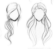 Learn How To Sketch Fashion, Fashion Design Hair Sketch, Fashion Illustration Hairstyles Sketches, Croqui Hairstyles, Croquis Hairstyles, Long Hair Drawing Reference Front View, Sketches Of Hairstyles, Drawing Clothes Outfits Sketch Pencil, Half Up Half Down Hair Drawing