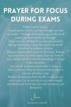 the prayer for focus during exam is written in white ink on a blue chalkboard