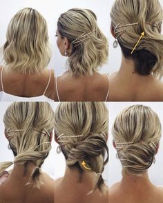 30 Updos for Short Hair to Feel Inspired & Confident in 2020 - Hair Adviser Chin Length Hair, Up Dos For Medium Hair, Updos For Medium Length Hair, Summer Hairstyles For Medium Hair, Peinados Fáciles Para Cabello Corto, Low Bun