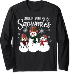 Chillin With My Snowmies Family Pajamas Christmas Snowman Long Sleeve T-shirt Family Pajamas Christmas, Chillin With My Snowmies, Pajamas Christmas, Christmas Pjs, Family Christmas Pajamas, Family Pajamas, Christmas Pajamas, Christmas Snowman, Family Shirts