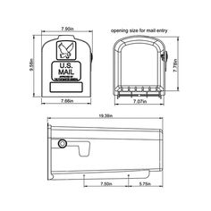 an image of a mailbox with measurements