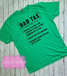 Celebrate Father's Day with our Dad Tax Shirt! Available in 12 colors, this shirt is the perfect gift for any dad. Show your appreciation with a little humor, because we all know about the "dad tax"! Sublimation is a process that involves using specialty ink that fuses directly to the fibers of the shirt, no heavy embroidery or vinyl, no peeling, cracking or fraying! All items are printed and pressed right here at Lilly Pie Creations Heavy Embroidery, Gifts For New Dads, Funny Fathers Day, Fathers Day Shirts, Monogram Fonts, Wedding With Kids, New Dads, Embroidered Shirt, Boys Shirts