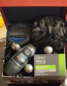 an open box containing men's grooming products