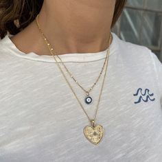 14K Gold Round Enamel Evil Eye Charm – Baby Gold Diamond Initial Necklace, Cross Earrings Studs, Letter Jewelry, Coin Bracelet, Sparkle Necklace, Bad Vibes, Gold Charm Bracelet, Travel Jewelry Case, Gold Charm Necklace