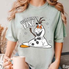 Olaf Snowman With Fire Melted Everything Is Fine Frozen Disney Shirt 1 Frozen Disney Shirts For Boys, Disney Frozen Olaf Shirts, Frozen Mens Shirt, Olaf Snowman, Frozen Shirts, Disney Long Sleeve Fan Merchandise T-shirt, Disney Villain Shirt, Toy Story Shirt, Minnie Shirt