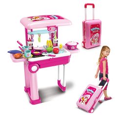 PRICES MAY VARY. 2-IN-1 PLAY KITCHEN SET FOR GIRLS: The design of portable storage box can not only set up a toy table, but also become a suitcase, which is convenient for children to travel and play in unlimited venues, so that children can develop the habit of of collecting and finishing from an early age. KIDS KITCHEN PLAYSET FOR ROLE PLAY : This toy kitchen set contains 25+ accessories that everything children need, which includes dishes, cooking utensils, play pan and pot, vegetable and so Girls Kitchen Set, Kitchen Set For Kids, Toddler Kitchen Set, Travel Kitchen, Play Kitchen Food, Kitchen Sets For Kids, Pretend Kitchen, Toy Kitchen Set