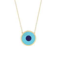 Jennifer Meyer | Turquoise Inlay Evil Eye Necklace Yellow Gold Evil Eye Round Pendant Jewelry, Yellow Gold Evil Eye Round Pendant, Round 14k Gold Necklaces With Natural Stones, Yellow Gold Evil Eye Round Necklace, Yellow Gold Evil Eye Pendant Necklace, Yellow Gold Evil Eye Round Pendant Necklace, 14k Gold Evil Eye Amulet Necklace, Gold Plated Evil Eye Round Necklaces, Gold Plated Evil Eye Round Necklace