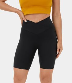 Softlyzero™ High Waisted Crossover Side Pocket Yoga Biker Shorts 7" Crossover Shorts, Yoga Biker Shorts, Black Biker Shorts, Tennis Shorts, Biker Shirts, Clothes Wishlist, Flowy Shorts, Orange Shorts, Shorts Women