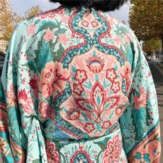 FREE SHIPPING Boho 2 Piece Women Set Kimono Top And Maxi Skirt In Peacock Floral Print Kimono sleeves Wrap tie 2018 hippie chic Bohemia set JKP1672 - Allkpop Shop V-neck Patterned Kimono For Festival, Spring Kimono With Paisley Print And Kimono Sleeves, Bohemian Long Kimono With Paisley Print, Fall Hippie Floral Print Kimono, Fall Floral Print Hippie Kimono, Spring Bohemian Paisley Print Kimono, Long Bohemian Kimono With Paisley Print, Fitted Floral Kimono For Festival, Bohemian Kimono With Paisley Print For Vacation