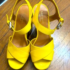 Leather, Never Worn Kate Spade Sandals, Kate Spade Shoes, Kate Spade, Size 7, Women Shoes, Sandals, Lifestyle, Yellow, Leather