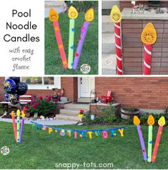 pool noodle candles made with easy crepe foams and candy canes