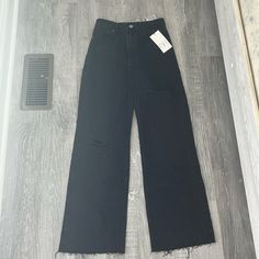 Black Zara Jeans Wide Leg Size 04 Rips Never Worn Cheap Black Zara Bottoms, Zara Jeans Wide Leg, Black Zara Jeans, Zara Wide Leg Jeans, Jeans Wide, Zara Jeans, Jeans Black, Zara Black, High Jeans