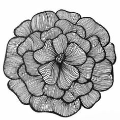 a black and white drawing of a flower