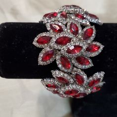 Rhinestones And Red Stones Stretch Bracelet Fits All. Red Stones, Gothic Accessories, Red Stone, Stretch Bracelet, Stretch Bracelets, Womens Jewelry Bracelets, Women Jewelry, Bracelet, Stone