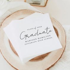 AD: Elevate your graduation party decor with our stylish graduation party napkins! Featuring a chic handwritten black script, these napkins add a touch of sophistication to your celebration. Personalize them with the graduate's name, graduation year, and school name. Whether you're serving snacks or drinks, these napkins are perfect for adding a personalized touch to your high school or college graduation party. Celebrate your graduate's achievements in style with our graduation party napkins! College Graduation Party, Graduation Napkins, College Graduation Parties, Graduation Year, Graduation Party Decor, Party Napkins, College Graduation, Outdoor Party, 18th Birthday