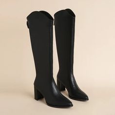 Plus Size 34-43 New Women Boots Zipper Thick High Heels Simple Thick High Heels Autumn Winter Boots Knee High Boots SPECIFICATIONS Shaft Material: PU Outsole Material: RUBBER Upper Material: PU Hign-concerned Chemical: None Season: Winter Insole Material: latex Heel Type: Square heel Lining Material: PU Boot Height: Knee-High Item Type: BOOTS Fashion Element: Platform Toe Shape: Pointed toe Heel Height: High (5cm-8cm) With Platforms: No Model Number: women fashion boots Fit: Fits true to size, take your normal size Closure Type: ZIP [New In Womens Fashion 2024 1016] Thick High Heels, Pointed Boots, Knight Boots, Boots Zipper, Pu Boots, Boot Types, Women Boots, Boots Knee, Winter 2024