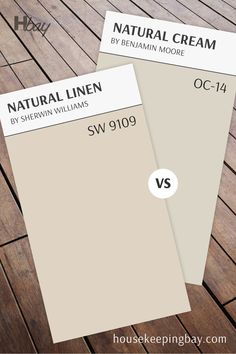 Natural Cream OC-14 vs Natural Linen SW 9109 Natural Linen Benjamin Moore, Edgecomb Gray, Swiss Coffee, Cream Kitchen, Revere Pewter, Warm Beige, Natural Cream, Trim Color, Coordinating Colors