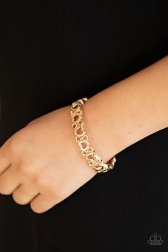 A charming collection of airy gold heart frames connects into a dainty bangle-like cuff around the wrist. Features a hinged closure.

 Sold as one individual bracelet. Orange Ring, Gold Bracelet For Women, Gold Bracelets, Heart Frame, Metal Heart, Jewelry Show, Paparazzi Accessories, Paparazzi Jewelry, Chic Accessories