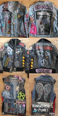 Punk Denim Jacket, Outfits Punk, 50 Dresses, Jacket Diy, Diy Outfits, Look Grunge, Punk Rock Outfits