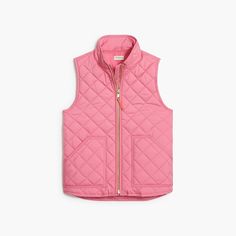 Trendy Cotton Quilted Jacket For Spring, Fitted Quilted Vest For Fall, Quilted Fitted Vest For Fall, Fall Cotton Quilted Vest, Fall Quilted Cotton Vest, Trendy Cotton Vest Outerwear, Winter Quilted Cotton Vest, Casual Quilted Cotton Vest, Fitted Pink Vest Outerwear