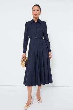 Navy and Black Marione Prince of Wales Dress | Emilia Wickstead Zyla Classic Winter The Queen, Emilia Wickstead Dress, 15 Shoes, Paris March, Beautiful Wardrobe, Structured Dress, Classic Shirt Dress, Ruby Slippers, Emilia Wickstead