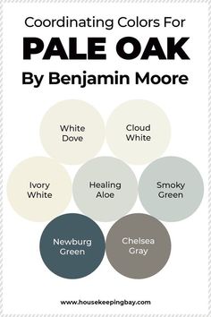 the color scheme for pale oak by benjamin moore, including white and gray