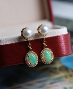 Opal drop Earrings Pearl Earrings diamond halo 14K Gold Earrings Wedding women delicate Unique Bridal set Oval cut Birthday Gift for her ◆Detail description◆ ◆Solid 14K Yellow Gold(shown in picture) ◆Opal Carat:7*9mm, total 2.2ct(1.1ct each ) ◆Pearl Size: 7mm*2 total 1.9ct ◆Moissanite:0.38ct ◆Made of 14k /18k - Rose / White / Yellow Gold ◆All sizes are available,contact me if there not contain the size you want in the drop-down ◎◎Production time & shipping Production process will usually las Oval Halo Bridal Earrings, Oval Halo Design Bridal Earrings, Oval Bridal Earrings Fine Jewelry Gift, Pearl Earrings Diamond, Rose Quartz Wedding, Drop Earrings Pearl, Opal Drop Earrings, Gold Earrings Wedding, Wedding Women