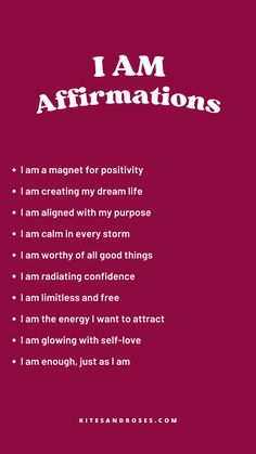 i am affirmations on a red background