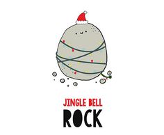 a rock with a santa hat on it's head and the words jungle bell rock