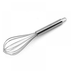 a metal whisk on a white background