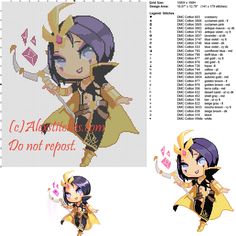 the cross stitch pattern for an anime character