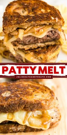 There’s nothing like a Classic Patty Melt just like your favorite diners! The combination of flavors from delicious seasoned beef patties grilled to perfection, sweet caramelized onions, melty Mozzarella cheese and mayonnaise in a toasted sandwich is mouthwatering. They make a great quick and easy lunch or dinner recipe. Hoagie Recipes, Best Patty Melt, Sandwich Melt, Sandwiches For Dinner, Melts Recipes, Toasted Sandwich